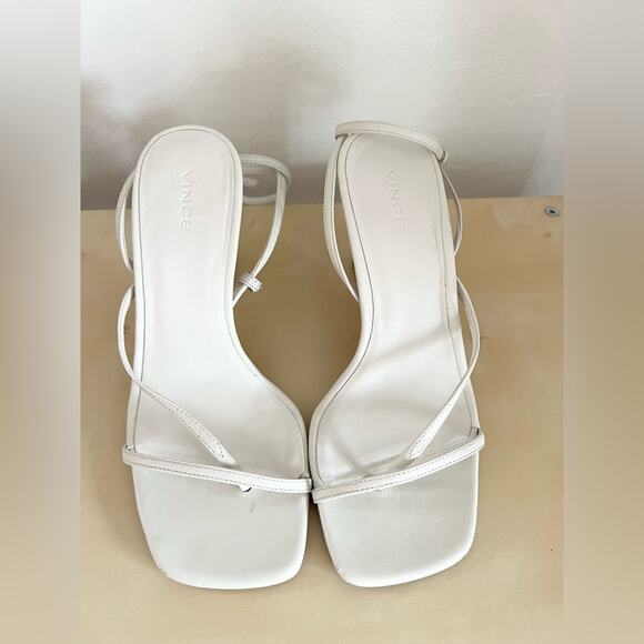 Vince Womens Qiana white Ankle Strap Heels Size 7.5 squared toe - Picture 9 of 12